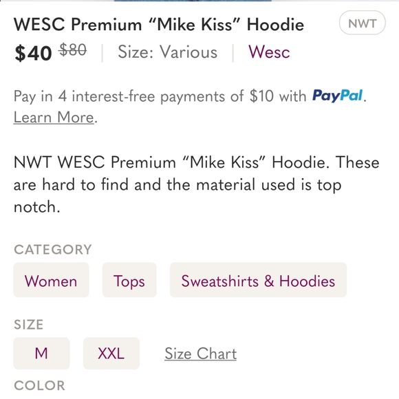 NWT Unisex WESC Premium "Mike Kiss" Hoodie - Picture 6 of 6
